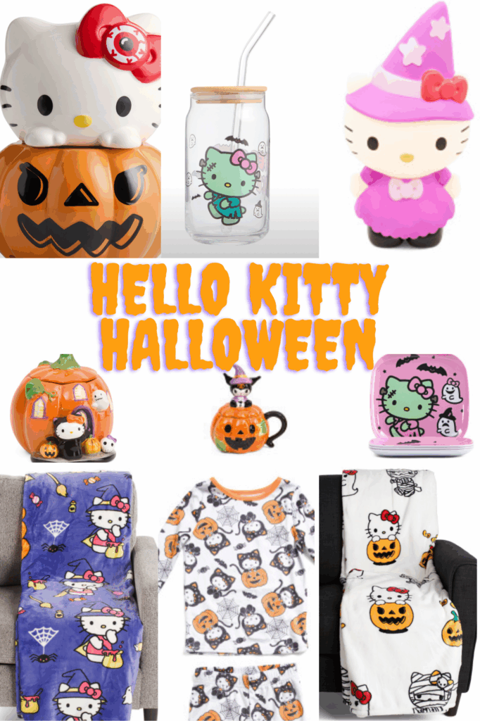 Collage of Hello Kitty Halloween Items